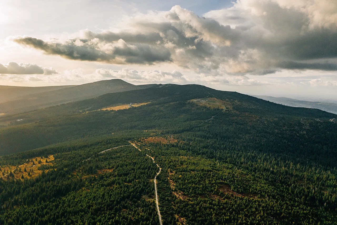 Widok na Karkonosze Zachodnie - góry.